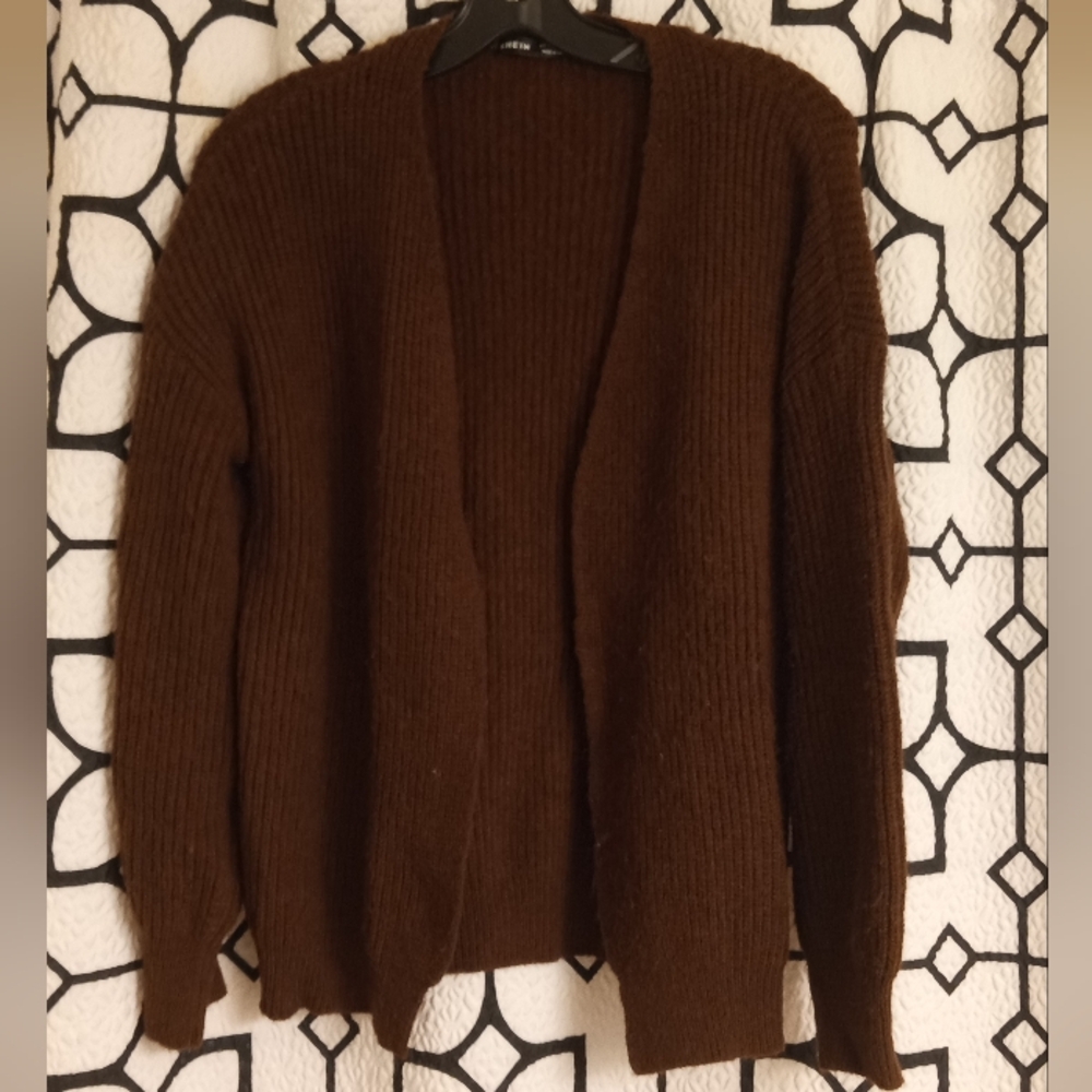 Cozy Brown Open-Front Sweater